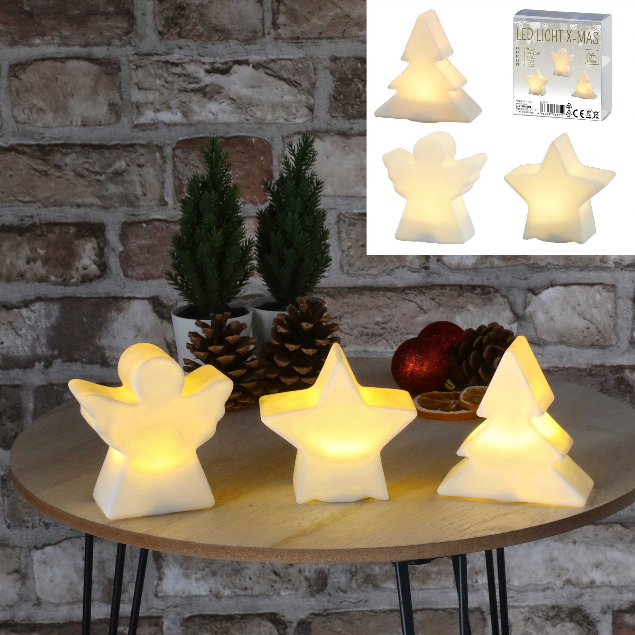 LED X-Mas Leuchten – 3er Set Stern, Baum & Engel — 2