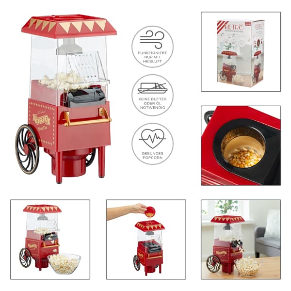 Popcorn-Maschine im Retro-Stil, Heissluft und fettfrei