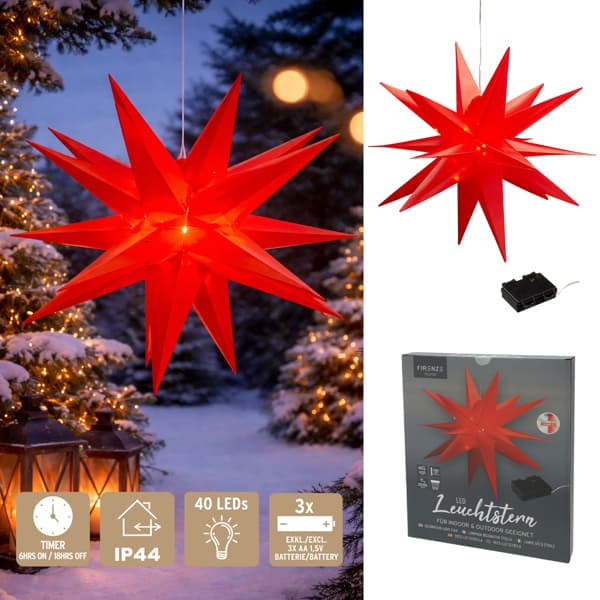 LED-Stern faltbar Outdoor, Rot, D 60 cm