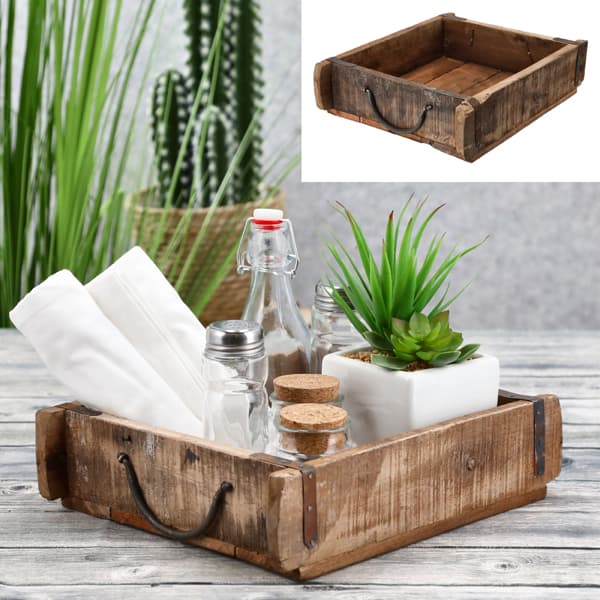 Holzkiste in Ziegeloptik mit Used-Look, 30 × 25 × 8 cm