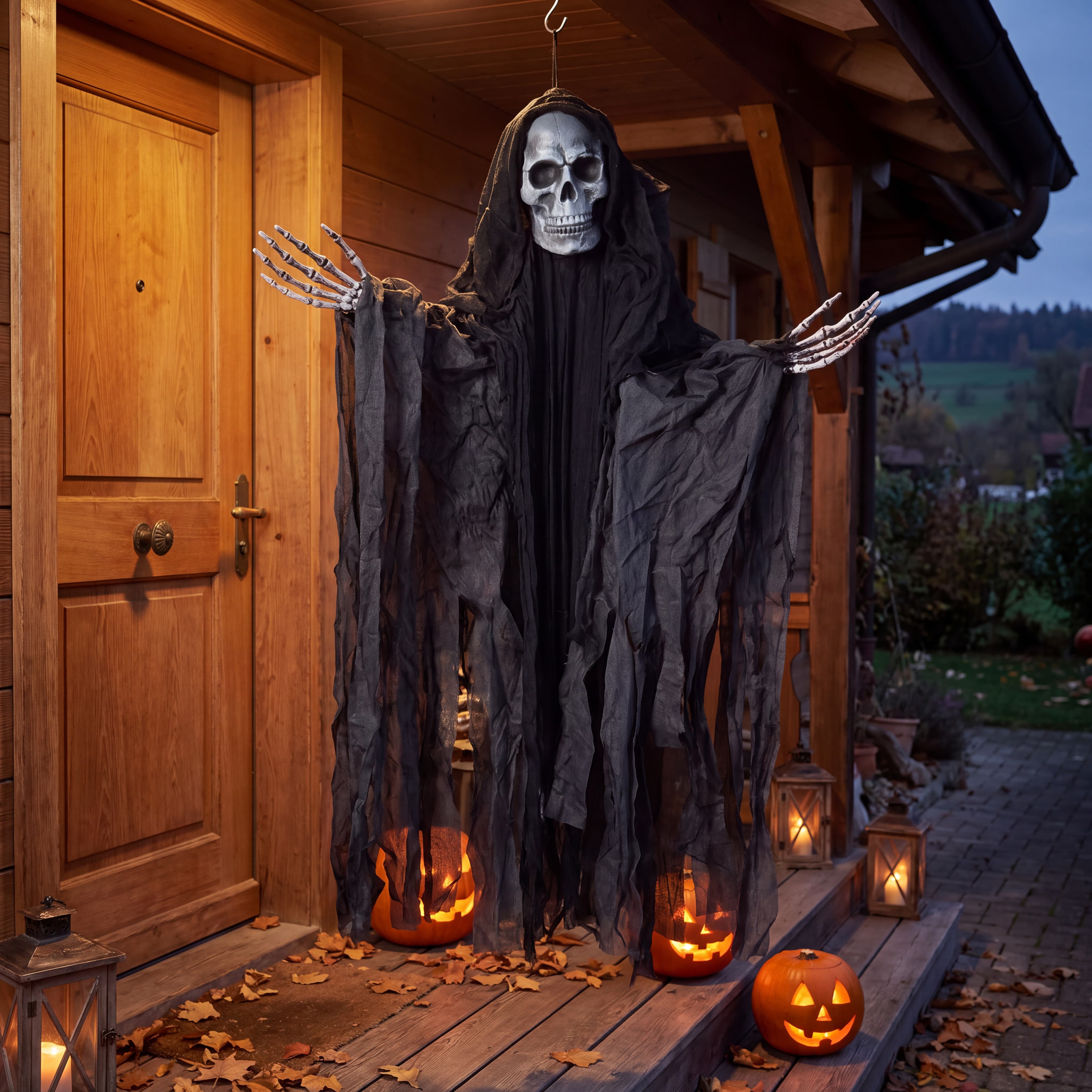 Deko Sensenmann mit Totenkopf und Skeletthänden, 150 cm — 2