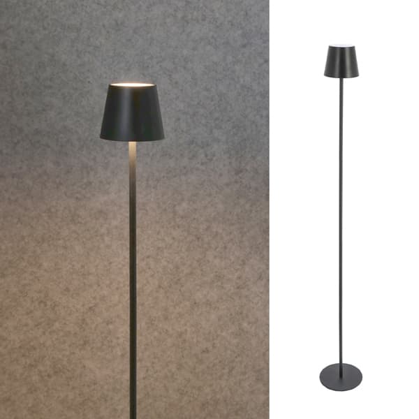 LED Stehleuchte Schwarz, stufenlos dimmbar, USB, 120 cm