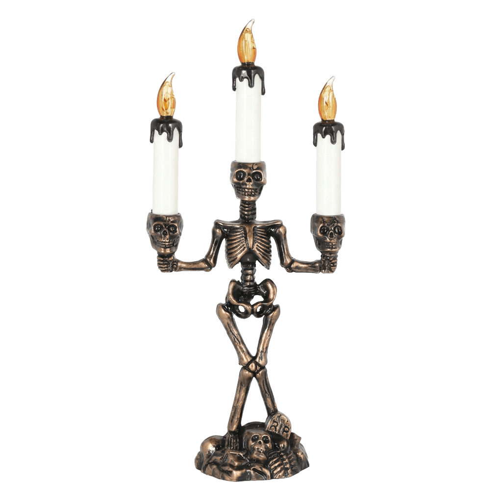 LED Kerzenständer Totenkopf, flackernder Lichteffekt, H 36 cm