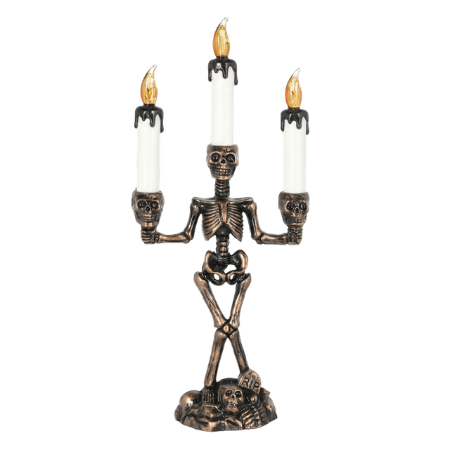 LED Kerzenständer Totenkopf, flackernder Lichteffekt, H 36 cm