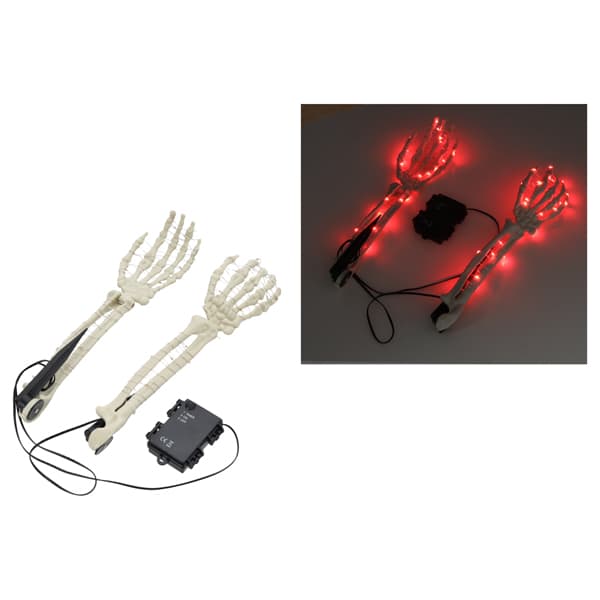 LED Skelett-Hände mit Erdspiess und Timer, 360 mm