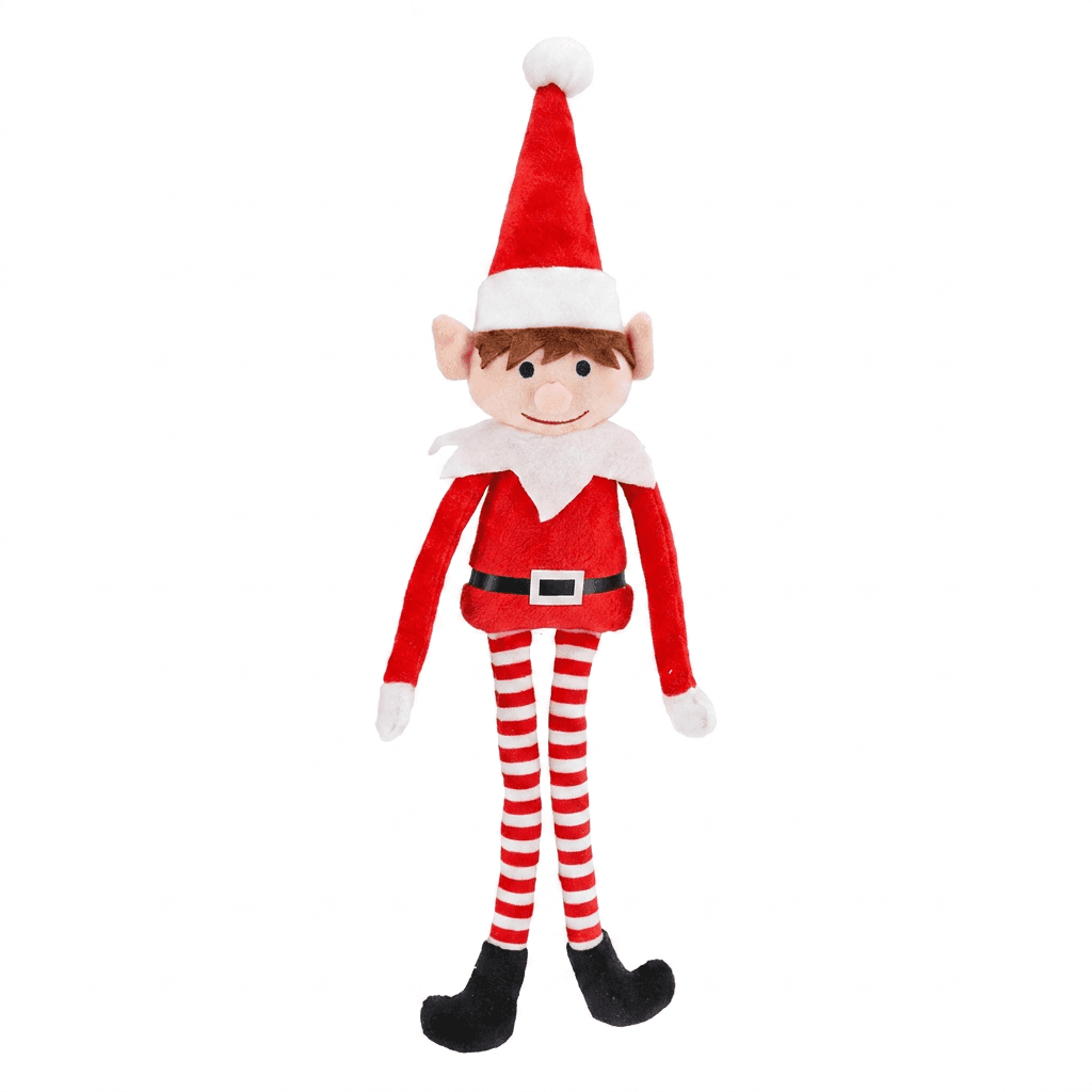 Weihnachtself mit Kletthänden, 42 cm grosse rote Dekofigur