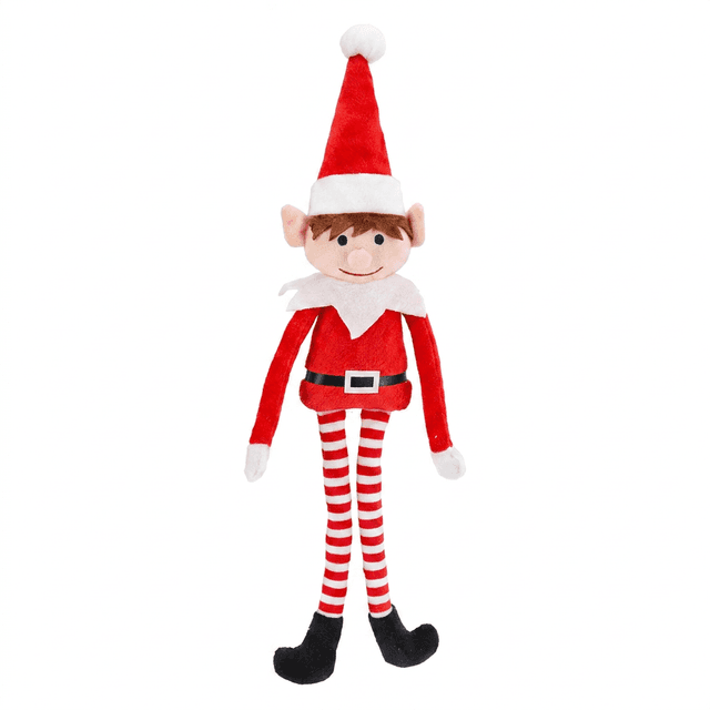 Weihnachtself mit Kletthänden, 42 cm grosse rote Dekofigur