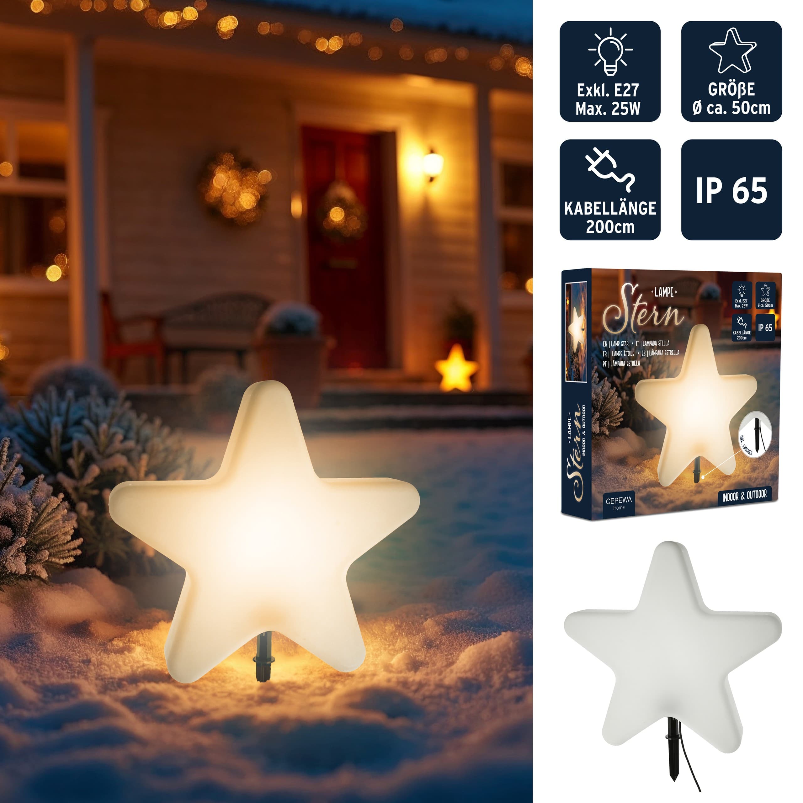 Outdoor Sternleuchte Weiss, 50 cm — 2