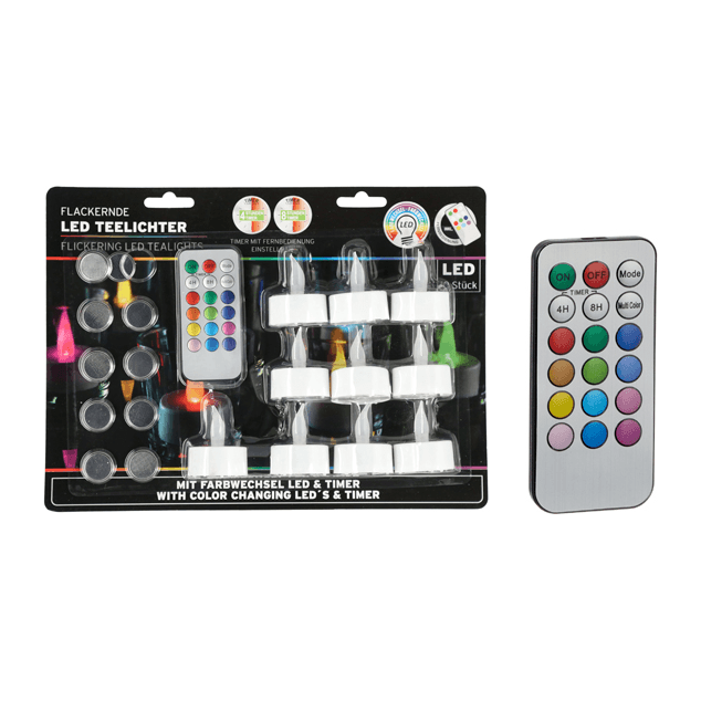 LED Farbwechsel-Teelichter Set, 10 Stück mit Fernbedienung