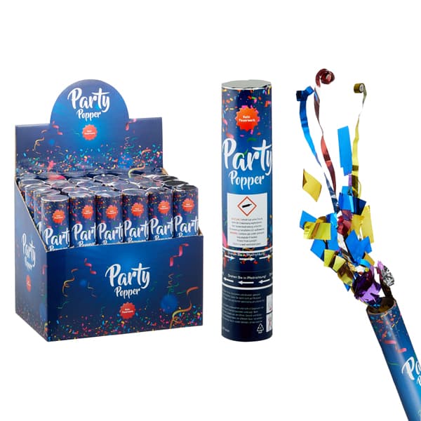 Party Popper De Luxe mit Konfetti und Luftschlangen, 20 cm