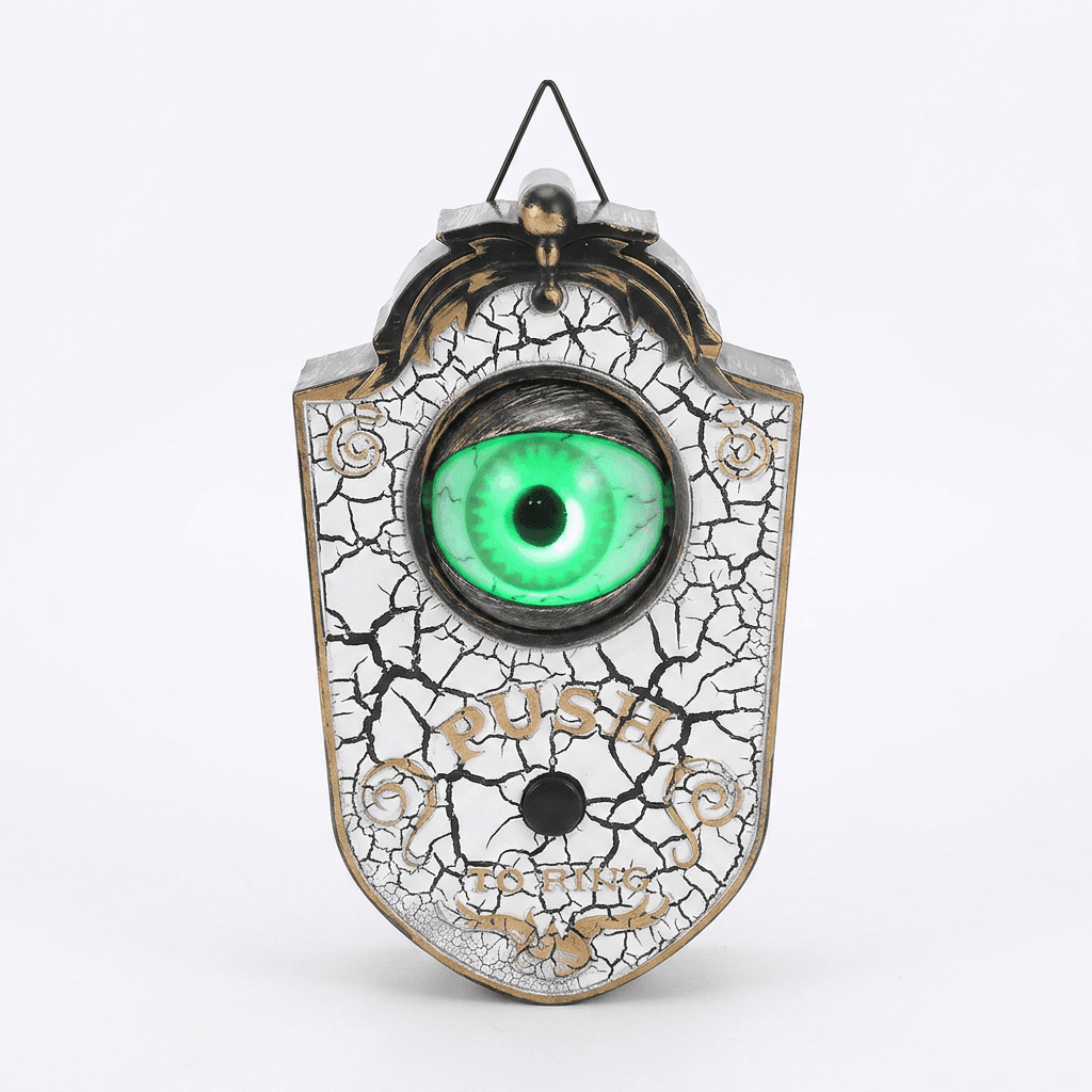 Animierte Halloween-Türklingel mit beweglichem Auge, 11 × 7 × 18 cm