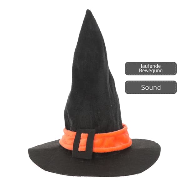 Singender & laufender Hexenhut, mit Geräuschsensor, 24 cm