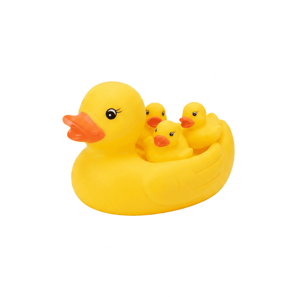 Badeente Mama mit Kids – 4-teiliges Set, gelb
