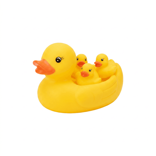 Badeente Mama mit Kids – 4-teiliges Set, gelb