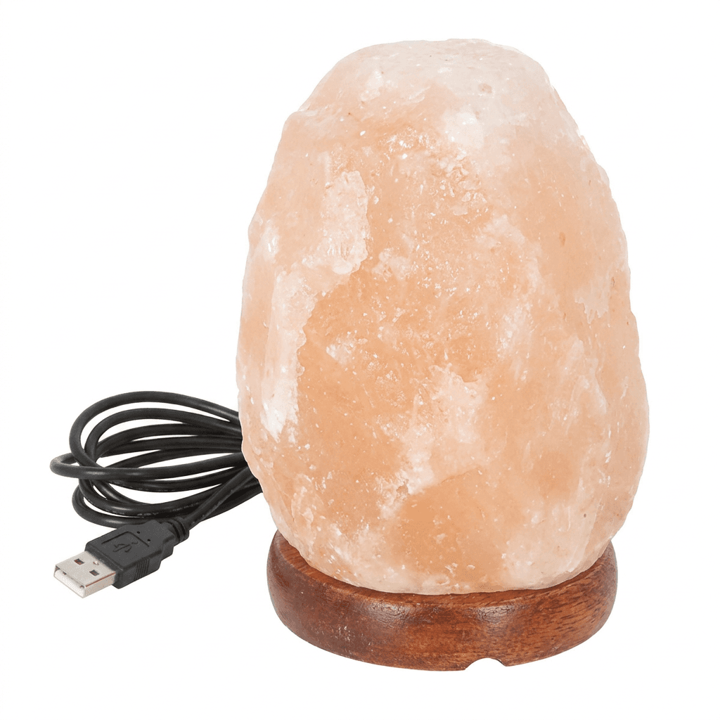 Salzkristall-Leuchte mit USB, D 8 cm, Höhe 12 cm