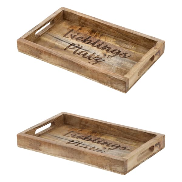 Mangoholz Tablett Lieblingsplatz, 34 x 22 cm