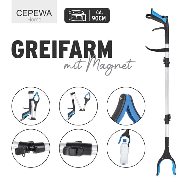 Greifarm mit Magnet, faltbar, 90 cm