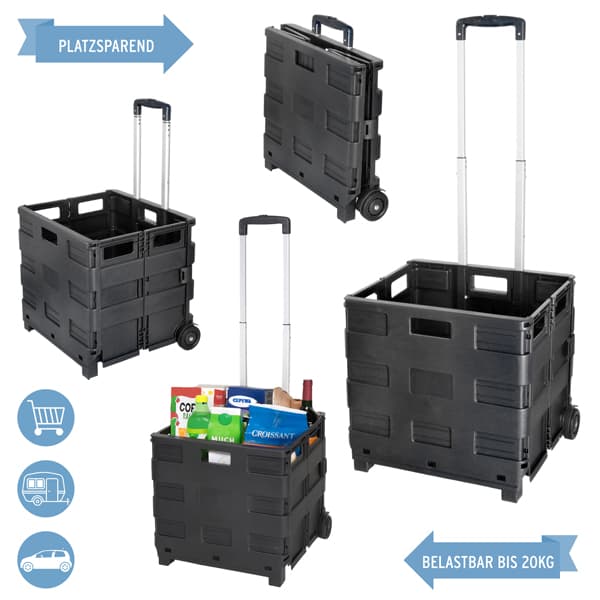Einkaufstrolley mit Klappbox, belastbar bis 20 kg