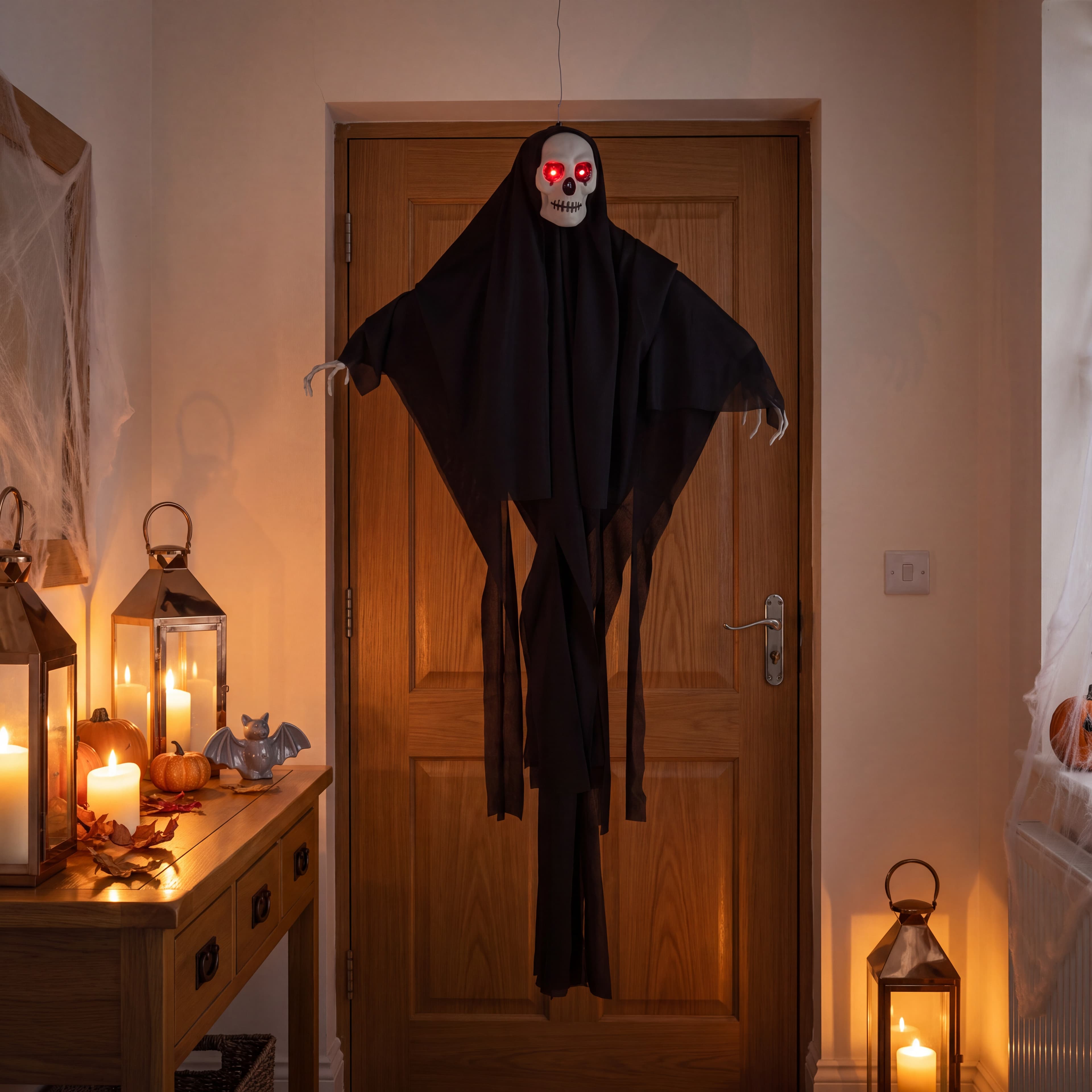 LED Hängedeko Totenkopf-Geist mit Sound, Schwarz, 100 cm — 2