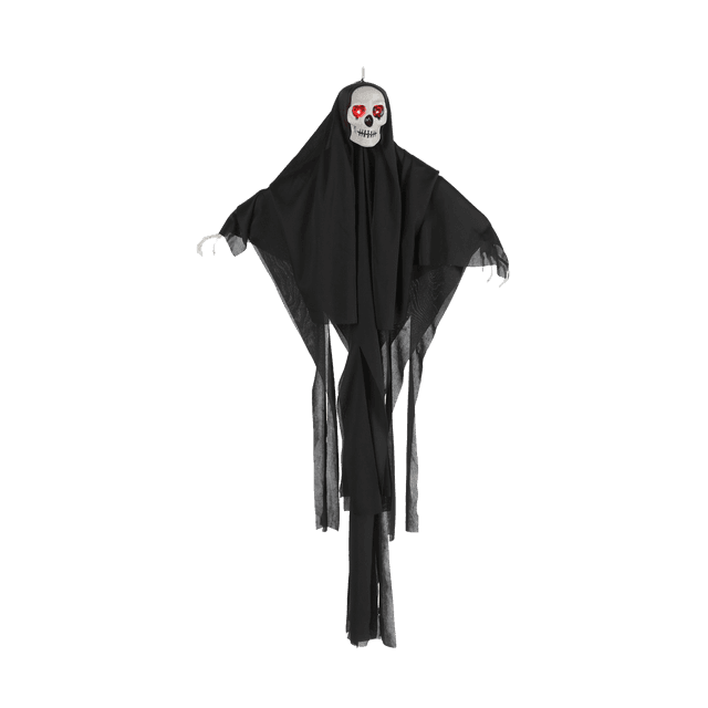LED Hängedeko Totenkopf-Geist mit Sound, Schwarz, 100 cm