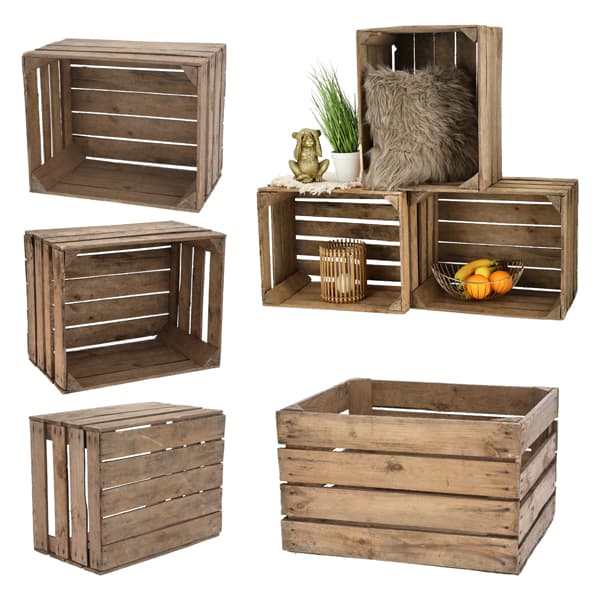 Rustikale Obstkiste aus Holz, Vintage Used Look – Unikat