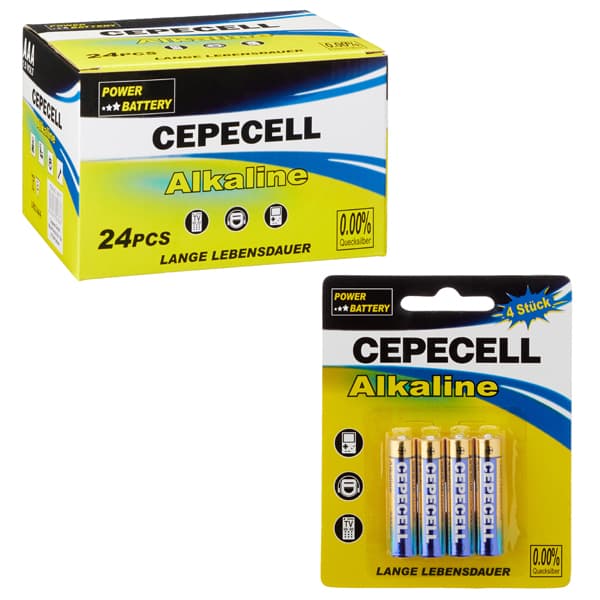 Langlebige AAA Micro Alkaline-Batterien, 4er-Pack